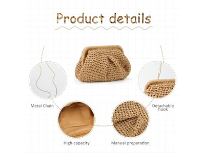 Grand Sac en Paille Cerise Fille Sac Fourre-tout de Plage Poignée Hawaï Creux Lettre Dames