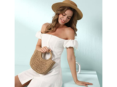 Sac en paille coloré panier de plage fourre-tout tressé fait main Malaisie sacs mexicains