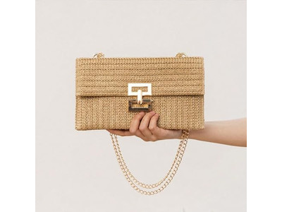 Sac en paille crocheté mode plume tressée amortissante sac de plage mariée noir