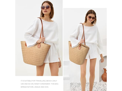 Sac en Paille à Rabat avec Maïs Alimentaire Faux Sacs à Nœud Mignon Boho Éco pour Pailles Jute Enfants