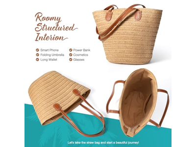 Sac en Paille à Rabat avec Maïs Alimentaire Faux Sacs à Nœud Mignon Boho Éco pour Pailles Jute Enfants