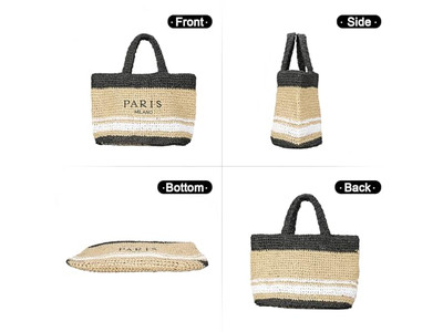 Sac en paille demi-cercle broderie sur mesure sacs français bohème enfants rayures