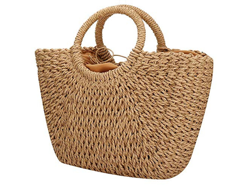 Sac en Paille de Luxe Maquillage Marché Mexique Orange Pochette Pique-Nique Sacs Lapin Violet