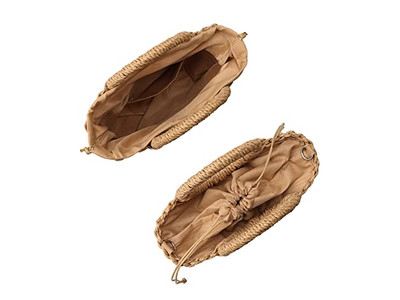 Sac en Paille de Niche Sacs de Palmier Papier Perle Téléphone Simple Rotin Forme Ronde Coquille Petit