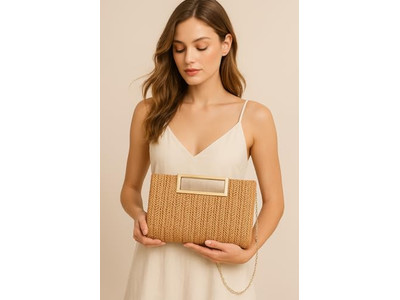 Pochette en paille de papier sacs philippins panier rose plage rectangulaire simple