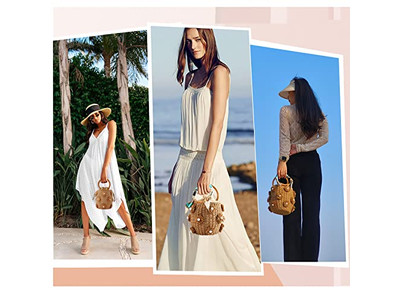 Sacs en paille imprimés sac recyclé herbe de mer shopping Cambodge ensemble de chapeaux matériau