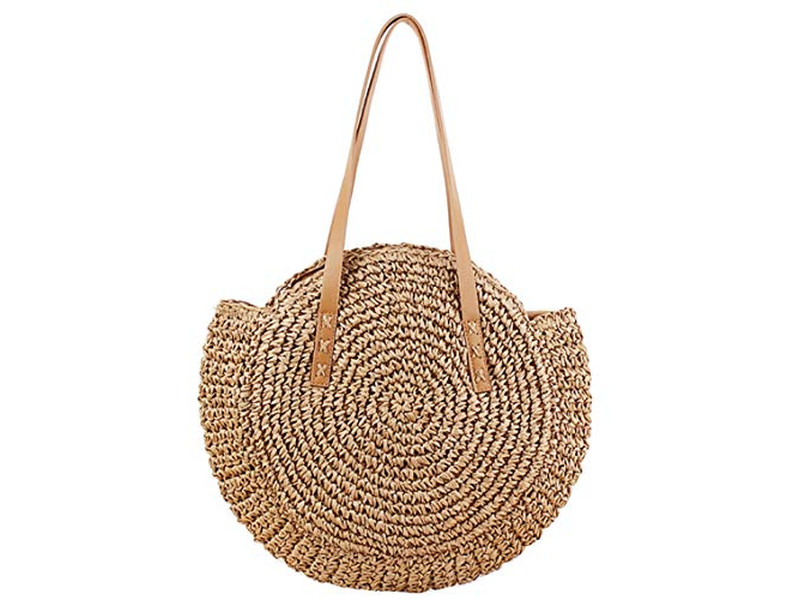Sac en Paille Raffia Rotin Rond Fourre-tout Carré Stock Sacs Indien Espagne