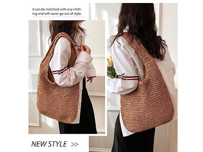 Sac à Bandoulière en Paille Sac à Dos avec Perles Plage