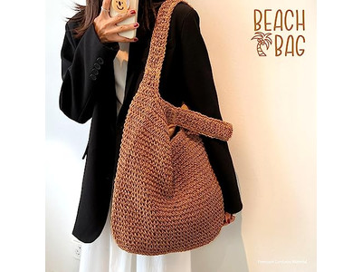 Sac à Bandoulière en Paille Sac à Dos avec Perles Plage