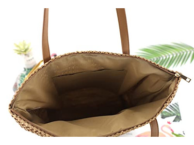 Sac en Paille Simple Tendance Pailles de Blé Sac à Main Fille Fourre-tout Doublé Enfants Fleurs Colorées