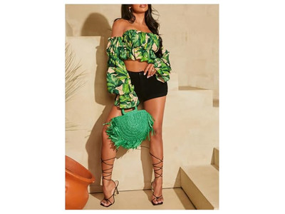 Sac en Paille Coloré pour Filles Téléphone Femme Emballage en Gros avec Dentelle