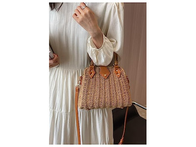 Sac en Paille Plage de Palmier Fourre-tout en Papier Rond Sacs Boho Mer