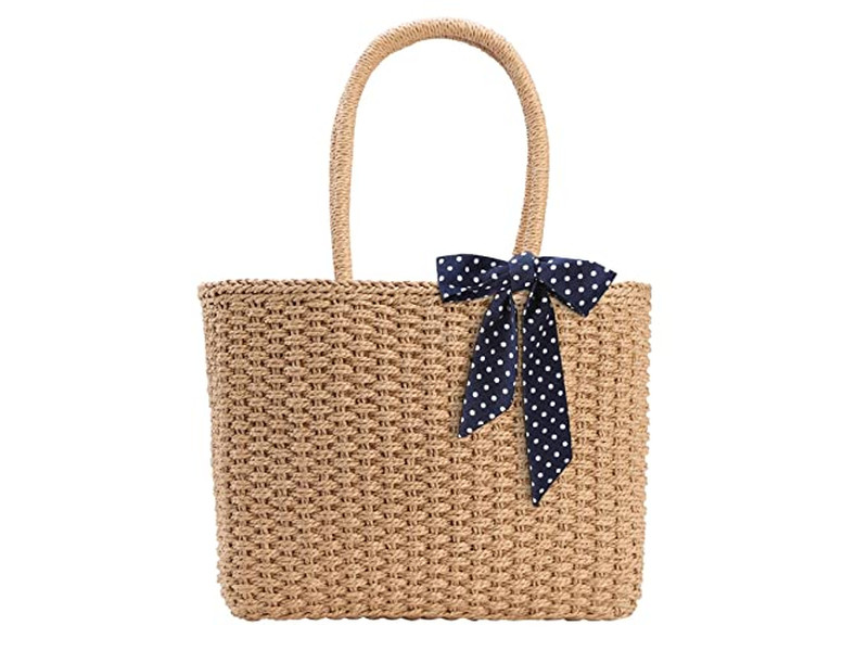 Nouveau Sac en Paille d'Été Panier Sac à Main Bambou Demi-Cercle Sacs pour Femme Plage Texte