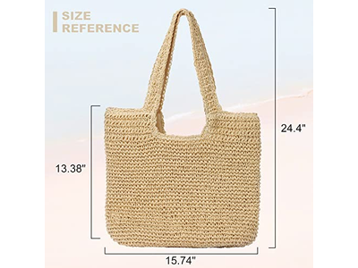 Grand Sac en Paille d'Été à Acheter avec Nœud et Filet Sec Rouge Mer Ensemble de Lèvres pour Enfants Boîte Sac à Main Tapis