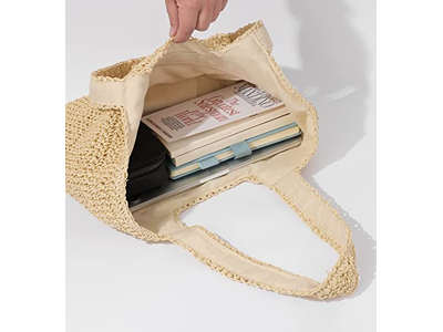 Grand Sac en Paille d'Été à Acheter avec Nœud et Filet Sec Rouge Mer Ensemble de Lèvres pour Enfants Boîte Sac à Main Tapis