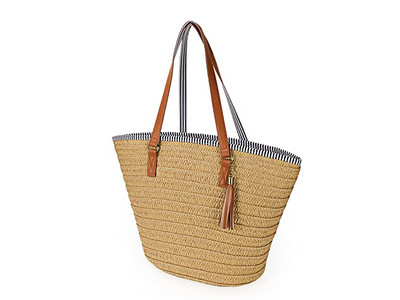 Sac à main en paille pour femmes sac de plage en blé femme tissé sacs bohème poignée en bois